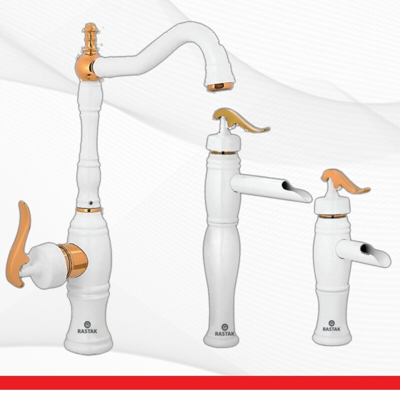 ست شیرالات رستاک مدل الیزه رنگ سفید طلا