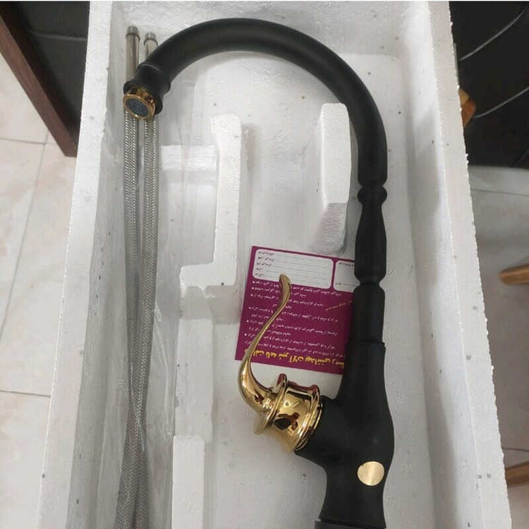 شیر ظرفشویی شیرالات رستاک مدل الفا رنگ مشکی طلا