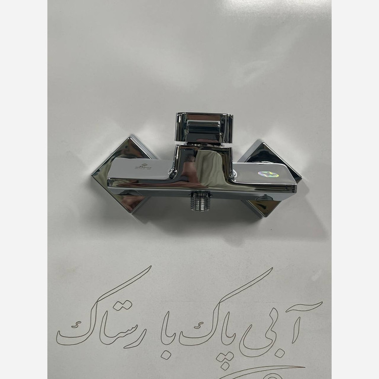 ست شیرالات رستاک مدل رادین رنگ کروم بهمراه علم دوش دوکاره و شلنگ جنس درجه 1 و استاندارد و دارای نشان کیفیت ایزوو 9001